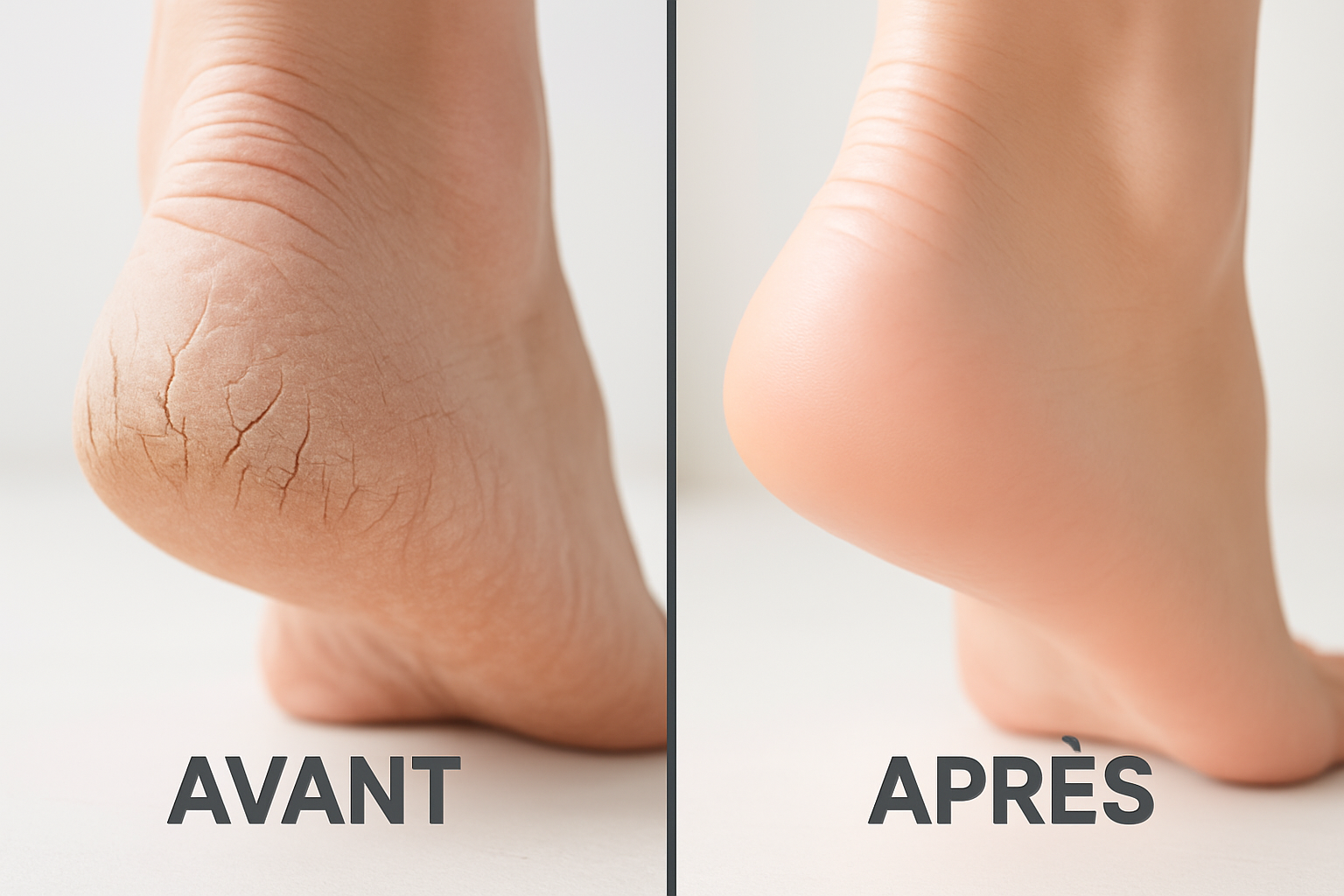 avant après talons fendillés